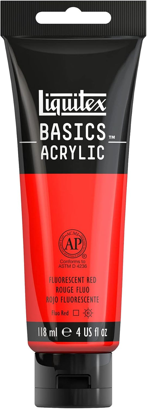 Liquitex BASICS Acrylic Paint, 118ml (4-oz) Tube, Fluorescent Red...