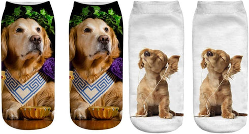 6 Pairs Funny Dog Ankle Socks Cute 3D Animal Low Cut Socks for Women...