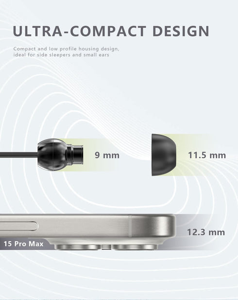 MS28 - Wired Sleep Earbuds for Side Sleeper, in-Ear Small Headphones with Microphone, Noise Isolating Earphones with Pure Sound for Side Sleeping,...