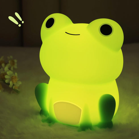 Frog Night Light, Frog Gifts for Girl, Frog Lamp Gifts Bedside Lamp for Nursery, ABS+SIL, Touch Control, Portable and Rechargeable Dimmable, Birth...