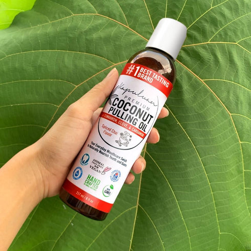 Coconut Pulling Oil for Teeth and Gums Mouthwash, 100% Pure and Natural, Non-GMO, Ayuverdic – Refreshing Spicy Chai Essential Oils...