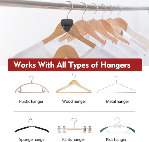 Hangers Space Saving 30Pcs, Upgrade 40Lb(Max) Heavy Duty Hanger Hooks Space Saver, Space Saving Hangers for Clothes Hanger Connector Hooks, Plasti...