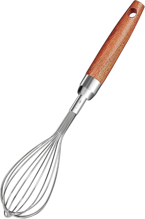 Whisk for Cooking,Stainless Steel Wire Wooden Handle Kitchen Hand Whisk Multi Function Non Stick Balloon Whisk Egg Beater for Blending Whisking Be...