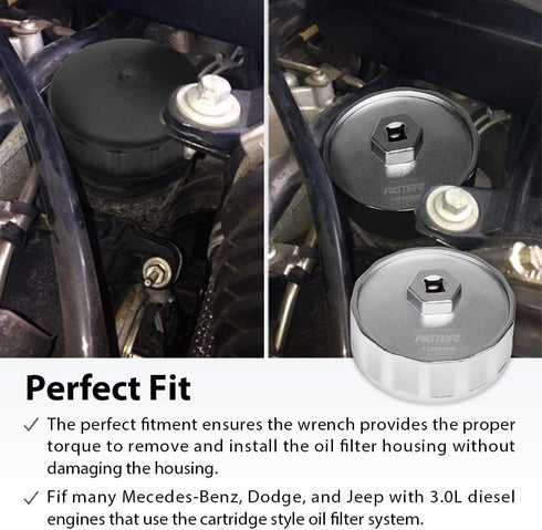 FIRSTINFO F3546BENZ 84.4 mm 14 Flutes Oil Filter Wrench for Mercedes-Benz, Dodge and Jeep with 3.0L Diesel Engines...
