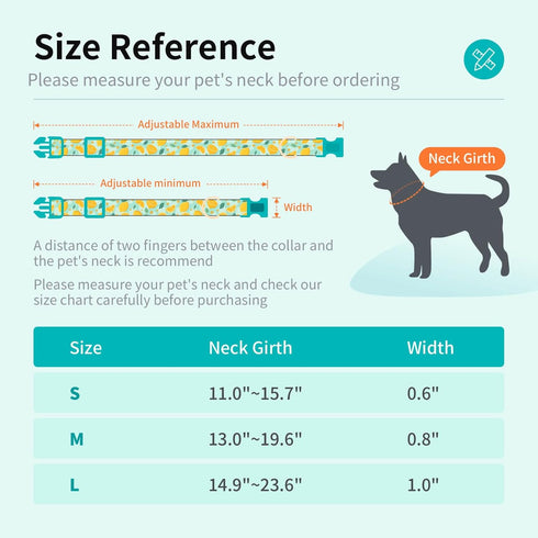 Cute Dog Collar Adjustable and Lightweight for Girl Female Boy Dogs,Soft and Fancy Summer Dog Collar with Lemon Special Design Pet Collar for Smal...