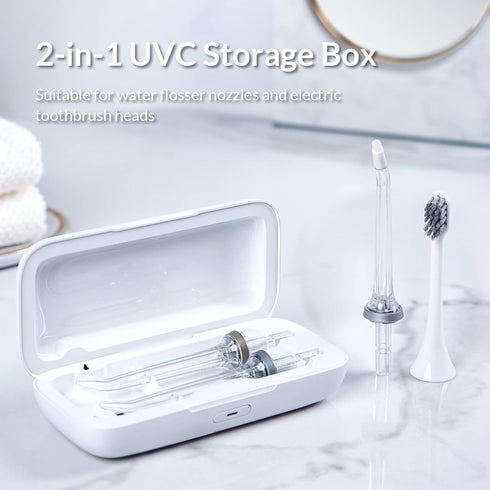 Universal UV Sanitizer, Portable Sterilizer for Electric Toothbrush Heads & Water Flosser Tips, fits 2 Picks of Any Size, Travel Toothbrush saniti...