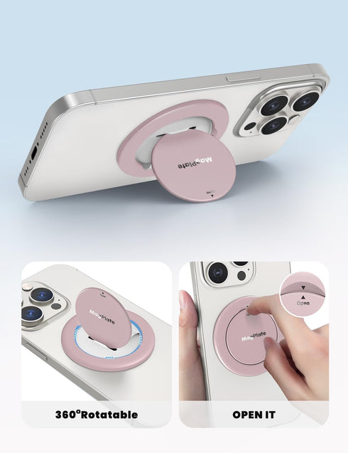 MagPlate Compatible with MagSafe Phone Grip Stand, Removable Magnetic Phone Holder, Finger Grip Kickstand Designed for iPhone 14 13 12 Plus Pro Ma...