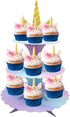 3 Tier Unicorn Cupcake Stand Unicorn Birthday Decorations Pink Purple Cardboard Cake Stand for Birthday Baby Shower Party Decorations...