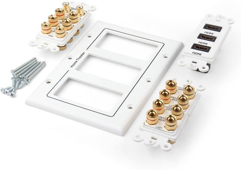 TNP Home Theater Wall Plate - 3-Gang 7.2 Surround Sound Distribution w/Premium Gold Plated Copper Banana Binding Post Coupler for 7 Speakers, 2 RC...