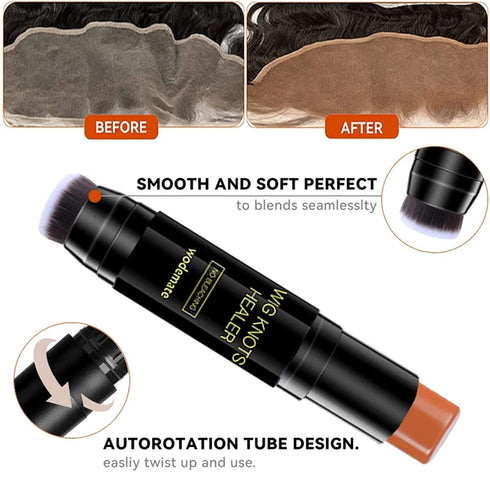 Wig Lace Dyeing Stick,Wig Knots Healer with Brush Portable Sweat-proof Natural,Hide Wig Knots&Grids,Hair Color Stick for Lace Wigs,Frontal Part,Ha...