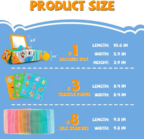 teytoy Baby Tissue Box Toy, Montessori Tissue Box Sensory Toy with Tummy Time Mirror Toy for Infant Newborn Toddlers High Contrast Sensory Toys fo...