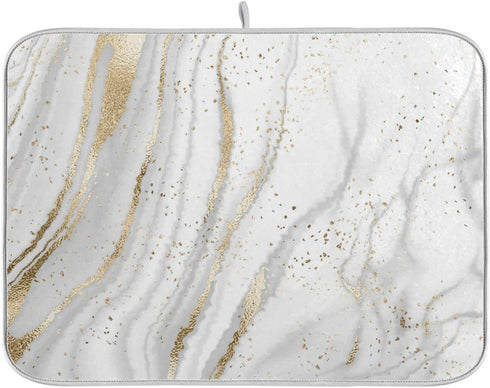 Marble Dish Drying Mat for Kitchen Counter White Golden Marble Gary Grey Drying Mats Super Absorbent Reversible Microfiber Kitchen Countertop Prot...