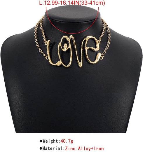 Jovono Love Choker Necklace Gold Collar Necklaces Letter Statement Necklace Chain for Women...