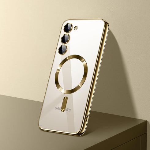 for Samsung Galaxy S23 Case, Covers for S23.Magnetic Metallic Glossy Slim Clear Luxury Soft Shockproof funda capa para for Galaxy S23 6.1 inch Com...