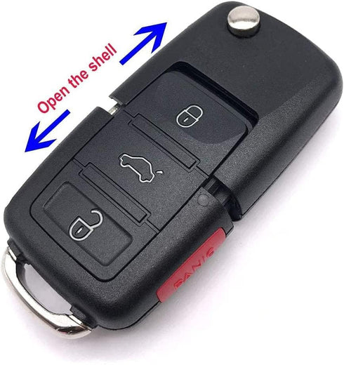 4 Buttons Folding Flip Replacement Key Fob Cover Case fit for VW Volkswagen Jetta Passat Golf Beetle Rabbit GTI CC EOS Keyless Entry Key Fob...