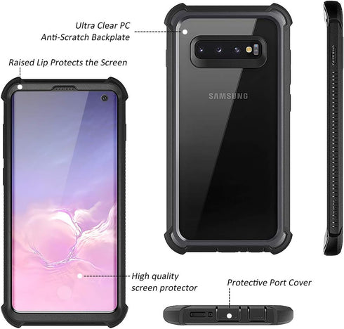 Dexnor Compatible Samsung Galaxy S10 Case 6.1 inch, Heavy Duty Protection Hard Back Defender Protector Protective Shockproof Bumper Cover Purple P...