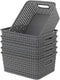 Grey Plastic Storage Basket, 10.03" x 7.67" x 4.05", 6 Packs...