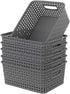 Grey Plastic Storage Basket, 10.03" x 7.67" x 4.05", 6 Packs...