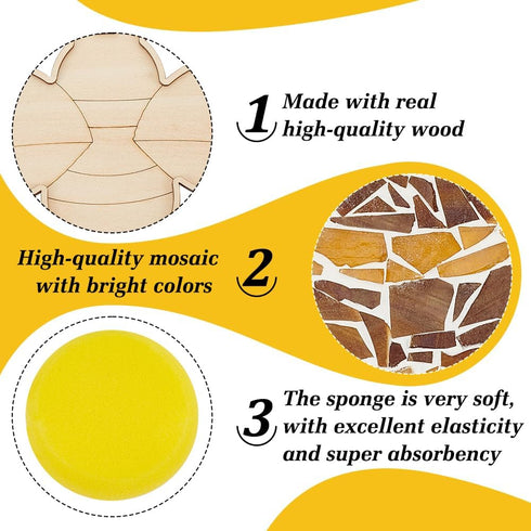 WEBEEDY 2 Sets DIY Bee Mosaic Kit Creativity DIY Mosaic Coaster Kit for Adults Fun DIY Art and Craft Supplies Handmade Home Decor Gifts DIY Glass ...