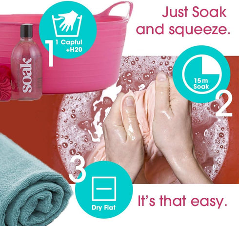 Soak Laundry Soap – No Rinse, Plant Derived Hand Wash Detergent - 375 ml / 12 fl. oz, 75+ Washes (Celebration)...