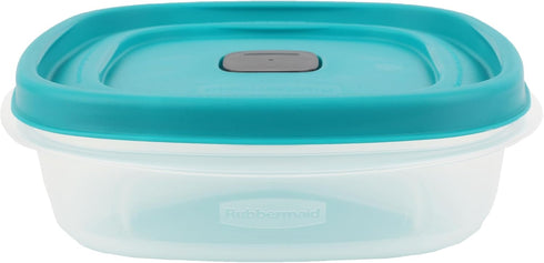 Bundle Rubber maid Food Storage Containers 3 Cup Food Storage Containers 7 Peice Set, Teal Easy Find Lids, 3 Containers, 3 Lids Chalk Pen And Chal...
