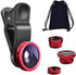 KINGMAS 3 in 1 Universal Fish Eye & Macro Clip Camera Lens Kit for iPad iPhone 7 6 5 Samsung BlackBerry HTC and Most Smartphones (Red)......