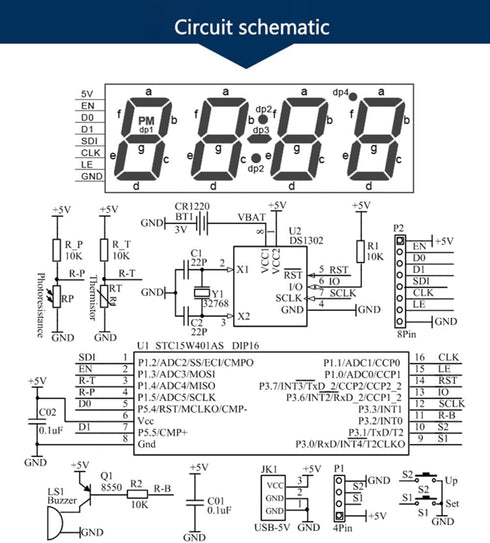 Digital Clock Electronic Kit DIY Parts Component Set Electronical Clock Welding Making Experiment Kit (Red)...