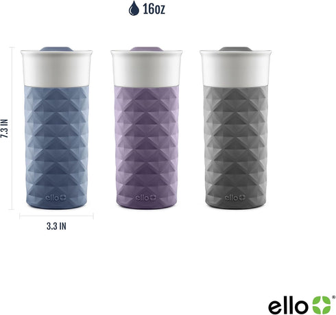 Ello Ogden BPA-Free Ceramic Travel Mug with Lid, Evening Blue, 16 oz...