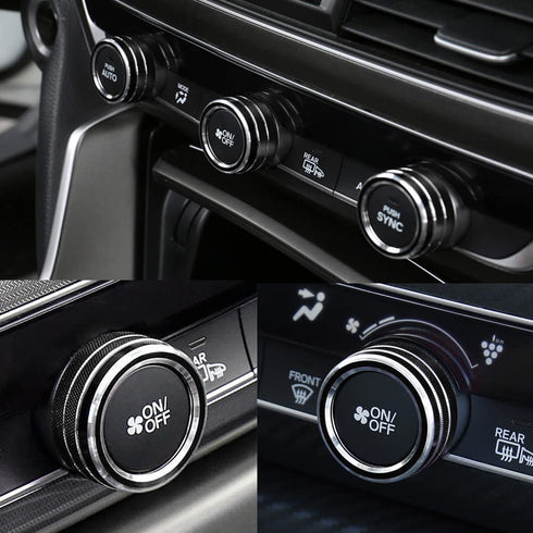 5pcs Aluminum Car Centre Console AC Air Conditioning Knob Sound Volume Knob Cover Trim for 10th Honda Accord Sedan Sport EX EX-L LX 2018 2019 2020...