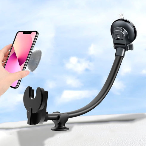 Car Phone Mount for Collapsible Grip/Socket Mount User,Windshield/Dashboard/Vent Phone Holder with Strong Suction Cup,13-Inches Long Arm Gooseneck...
