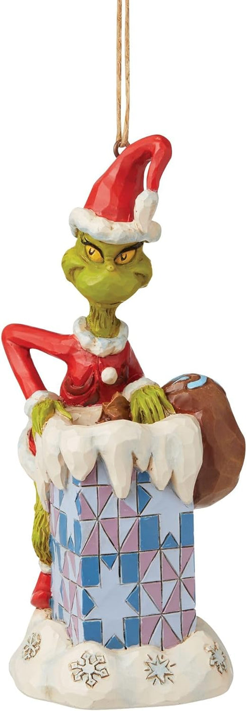 Enesco Jim Shore Dr. Seuss The Grinch in Chimney Hanging Ornament, 5 Inch, Multicolor, Christmas...