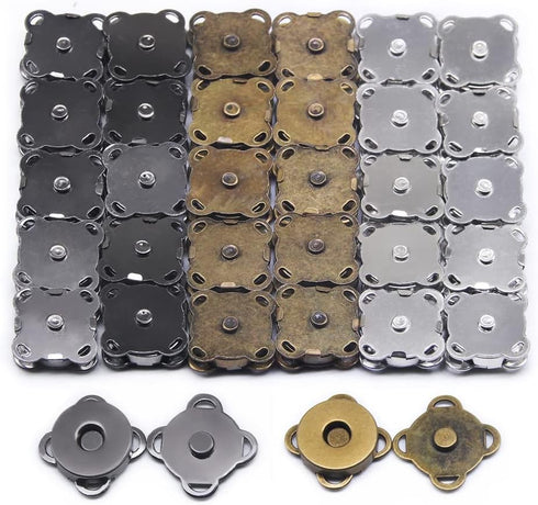 SEMINI 30 Sets Magnetic Snaps Button for Purse Handbag Wallet Overcoat Bag Mixed 3 Colors Fasteners Snap Buttons (A078 15mm)...