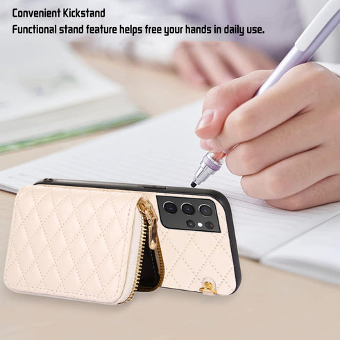 Furiet Detachable Crossbody Strap Wallet Case for Samsung Galaxy S21 Ultra 5G Zipper Purse, Multi Card Slots, PU Leather Stand Shockproof Cell Pho...