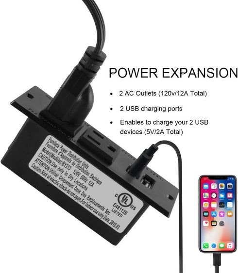 Conference Recessed Power Strip Socket with USB Ports,Table Power Strip,Desktop Charging Station with 2-Outlets and 2 USB Ports...