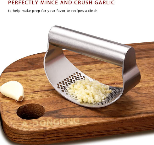 Garlic Press Rocker, Bottle Opener, Stainless Steel Garlic Crusher Chopper Squeezer Slicer Mincer...