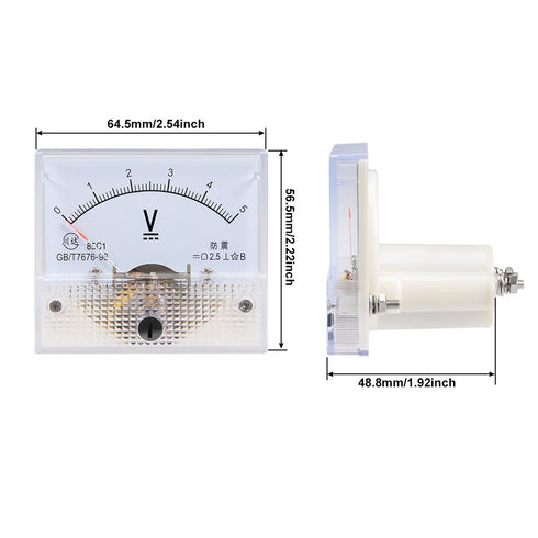 uxcell DC 0-5V Analog Panel Voltage Gauge Volt Meter 85C1 2.5% Error...
