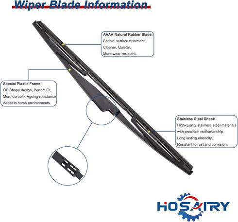 Rear Windshield Wiper Blade for Hyundai SANTA FE 2013-2017, for Kia Sedona 2015-2021, for Kia Telluride 2020-2022 Rear Wiper Blade, 13 inch (Pack ...