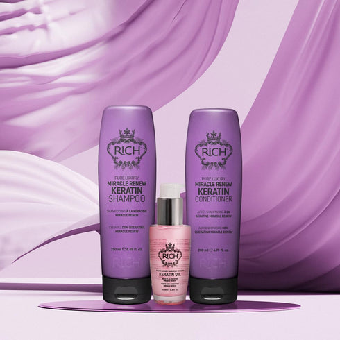RICH Pure Luxury Miracle Renew Keratin Shampoo for All Hair Types - Repair, Protect and Strengthen Damaged Hair & Split Ends - Argan Oil, Algae & ...