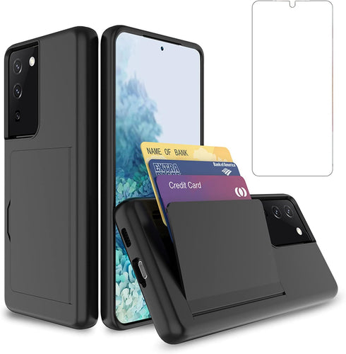 Asuwish Compatible with Samsung Galaxy S21 Plus Glaxay S21+ 5G Case and Tempered Glass Screen Protector Cover Credit Card Holder Kickstand Phone C...