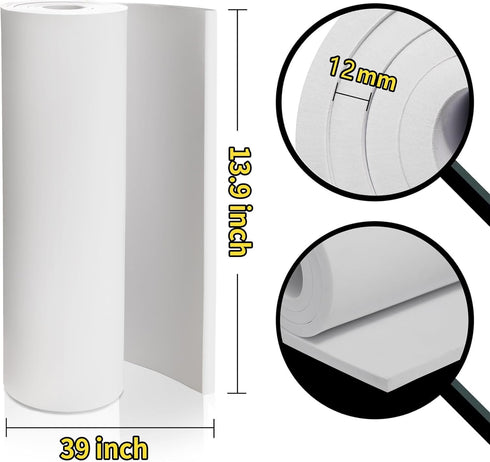 White Foam Sheets Roll, Premium Cosplay EVA Foam Sheet, 12mm Thick,13.9"x39",High Density 86kg/m3 for Cosplay Costume, Crafts, DIY Projects by MEA...