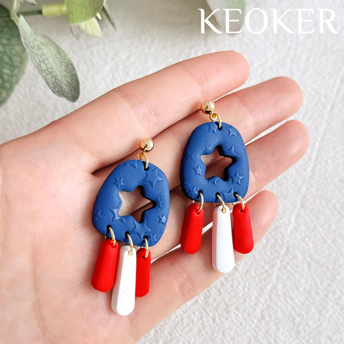 KEOKER Polymer Clay Texture Sheets, Stars Clay Texture Mat, Polymer Clay Earrings Tools on Independence Day or 4th of July, Like Polymer Clay Roll...