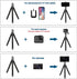 Phone Tripod Mini Flexible Adjustable Cell Phone Tripod Stand Holder with Remote and Universal Clip for iPhone 15 14 13 12 Pro Max 11 Mini 10 XR X...