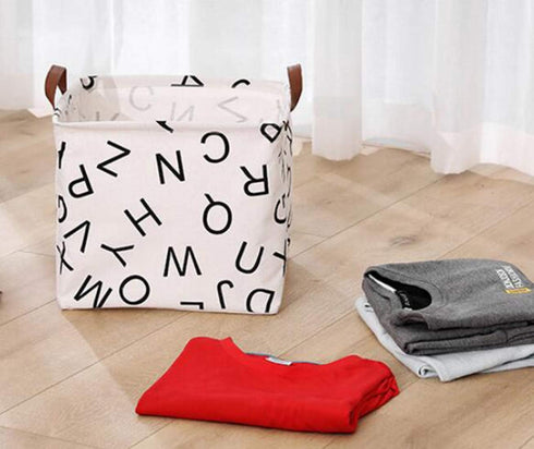 Square Storage Basket Canvas Collapsible Organizer Bins for Book, Nursery, Kid's Toys, Closet & Laundry, Gift Baskets(Letter)...