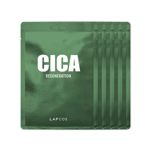 LAPCOS Cica Sheet Mask, Daily Face Mask with Cantella Plant Extract to Regenerate and Revitalize Skin, Korean Beauty Favorite, 5-Pack...