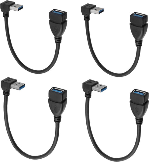 Antrader USB 3.0 Right Angle 90 Degree UP & Down Extension Cable Male to Female Converter Data Adapter Cord 2 Pairs...