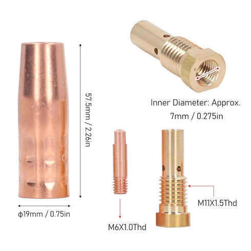 Mig Welding Accessory, Flux Core Gasless 0.8mm Brass Nozzle Tips Kit for FC90 80GL Forney Easy Weld 261308 306...