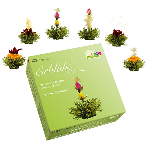 Creano Tea Flowers Mix - Blooming Green Tea, Fruity Flavoured (Roses in 6 Varieties), Flowering Set...