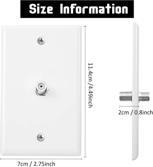 Weewooday 4 Pieces Coax Wall Plate 1-Port TV Cable Cover Outlet Plate F -type Connector Coaxial Cable, Screws Included(White)...