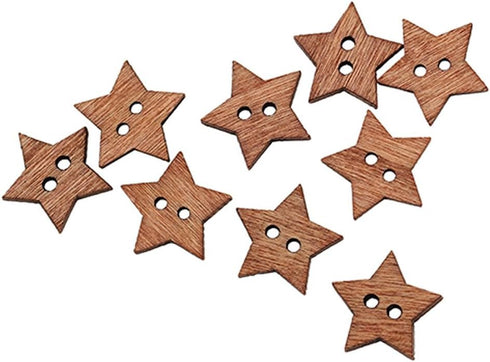 300Pcs 18mm 2 Holes DIY Star Shape Wooden Button Scrapbook Craft Sewing Decorations Buttons(0.7inch,Wood)...