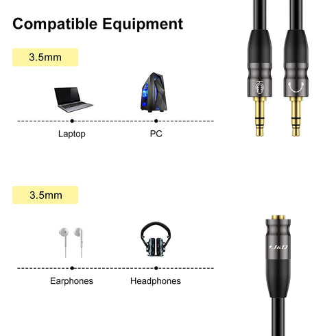 J&D Headphone Splitter 3.5mm Mic Audio Cable, 3.5mm Female to Dual 3.5mm Male Mic Splitter Cable for Cellphone, Headset, PC Durable Copper Shell H...